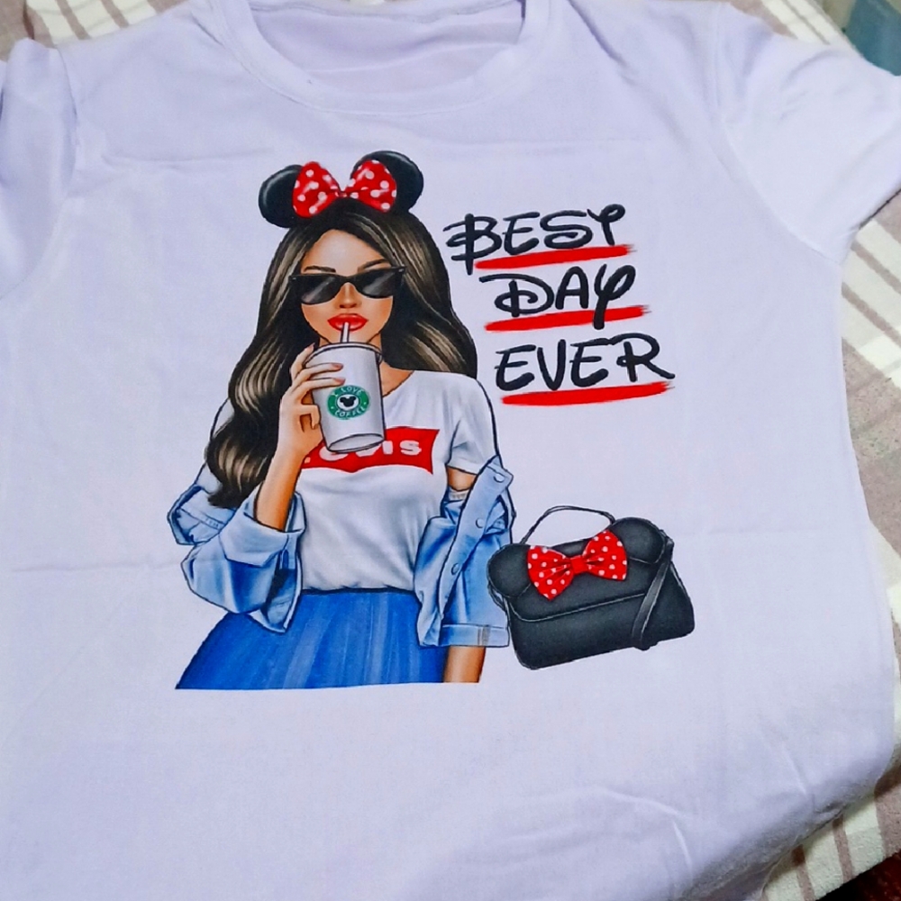 Woman Graphic T-Shirt - White with Red Accents